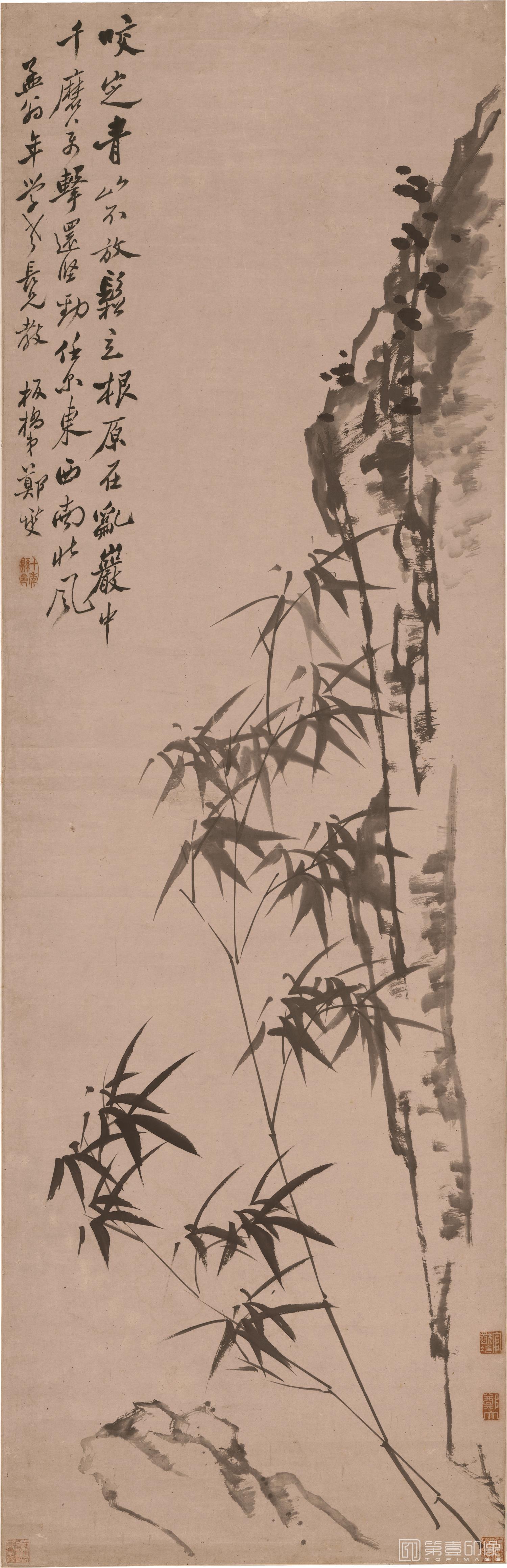 模写】◇鄭燮◇鄭板橋◇墨竹画◇中国◇清代中期◇紙本◇掛軸